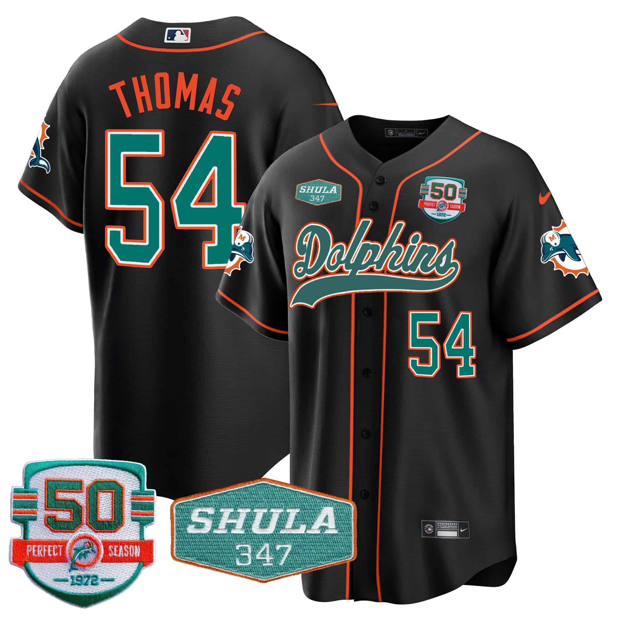 Men Miami Dolphins #54 Thomas Black 2024 Nike 50th Don Shula Memorial Patch Baseball NFL Jersey style 1->indianapolis colts->NFL Jersey